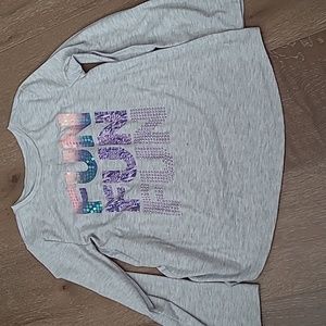 Gray Long Sleeve Fun Fun Fun Bedazzled Tee